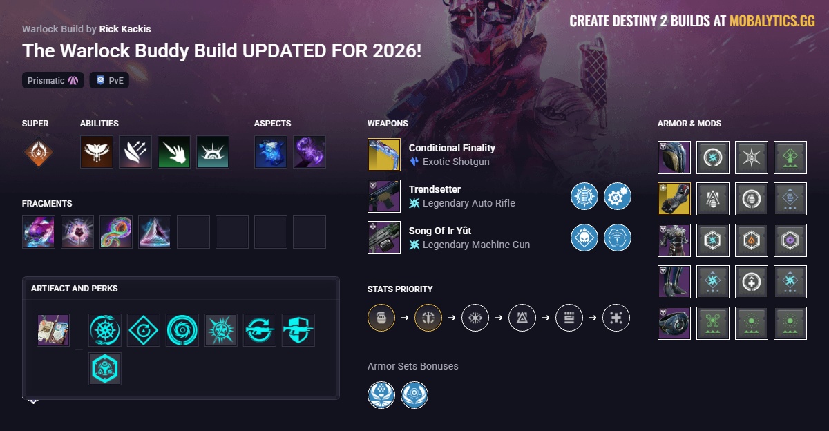 The Warlock Buddy Build UPDATED FOR 2026! - Destiny 2 Prismatic Warlock ...