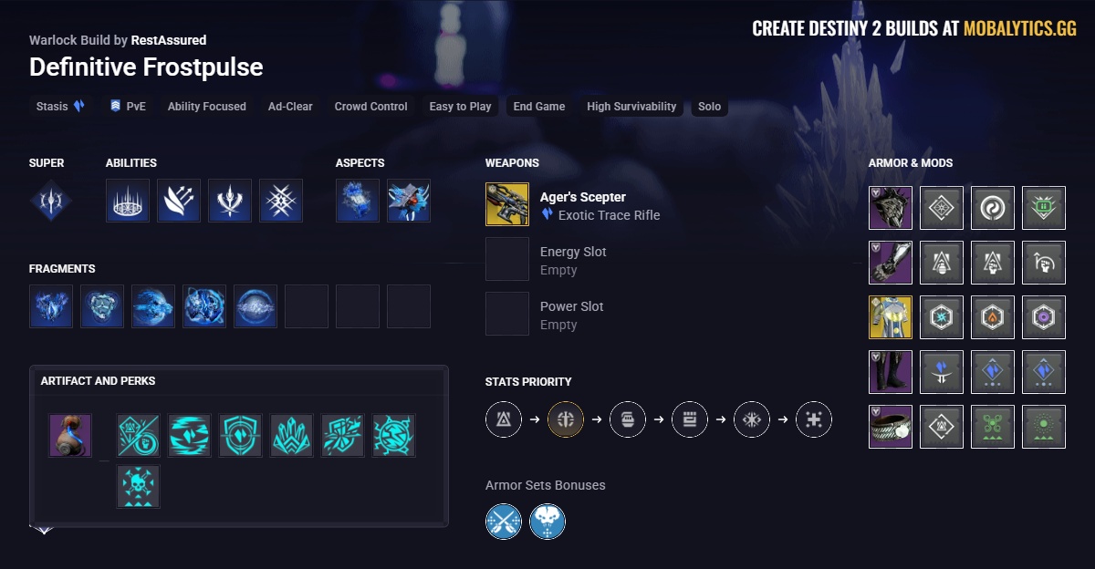 Definitive Frostpulse - Destiny 2 Warlock Build for PvE - Mobalytics