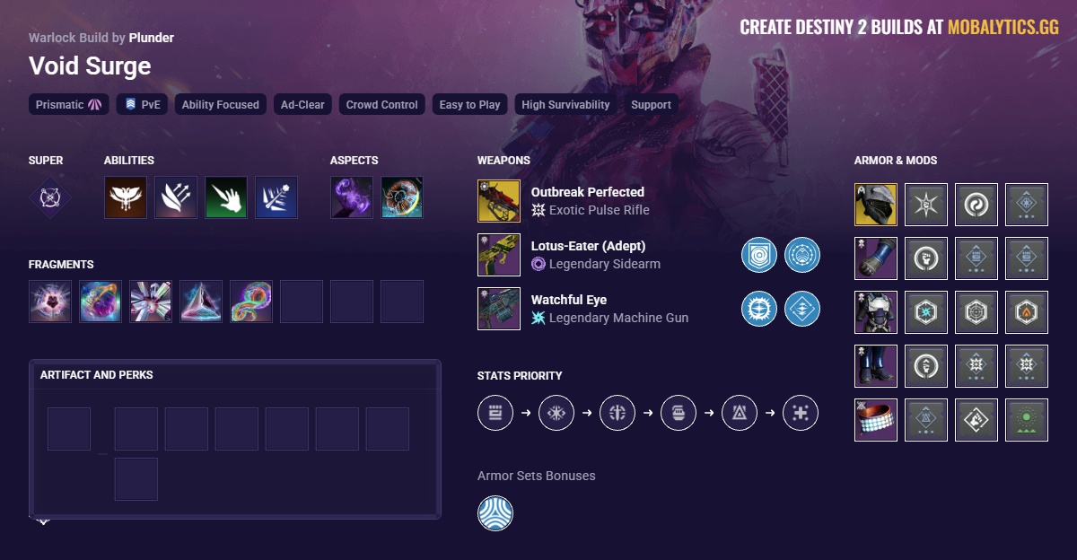Void Surge - Destiny 2 Warlock Build for PvE - Mobalytics