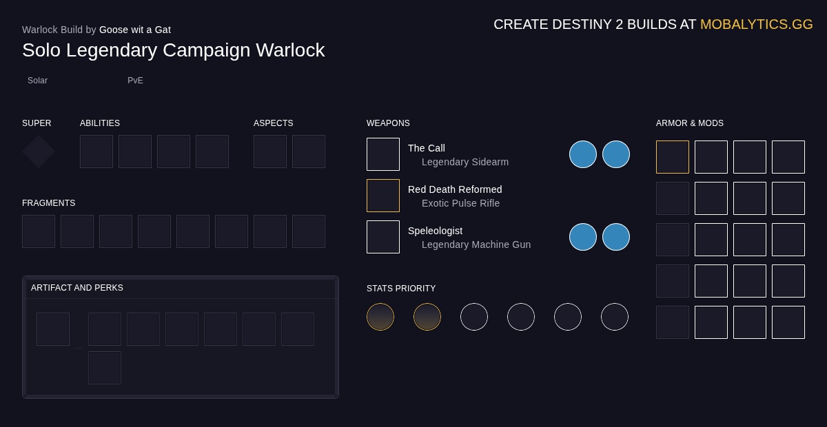 Solo Legendary Campaign Warlock - Destiny 2 Solar Warlock Build by ...