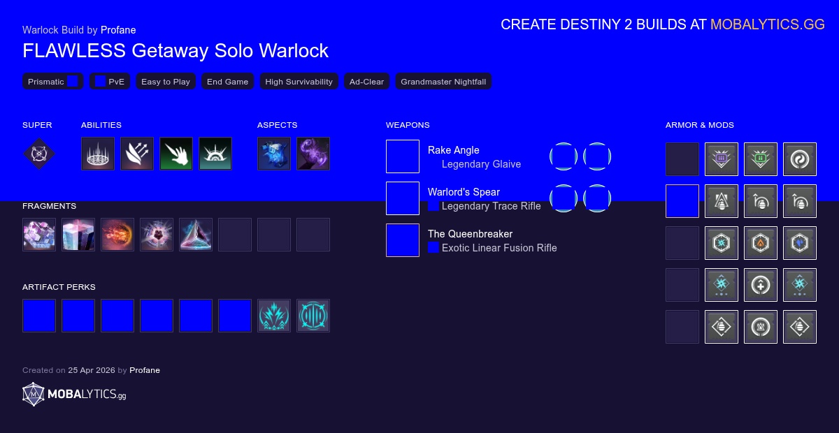 Flawless Getaway Solo Warlock Destiny 2 Warlock Build For Pve