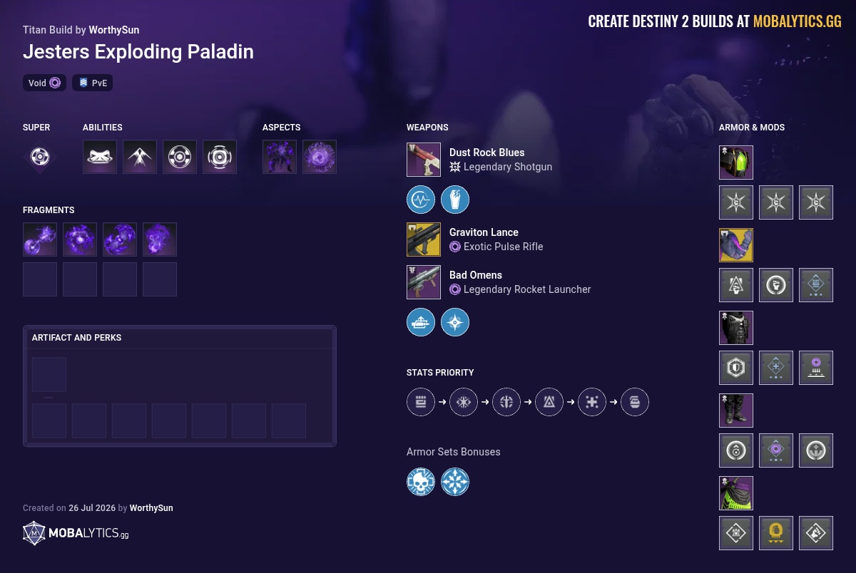 Jesters Exploding Paladin - Destiny 2 Void Titan Build by WorthySun