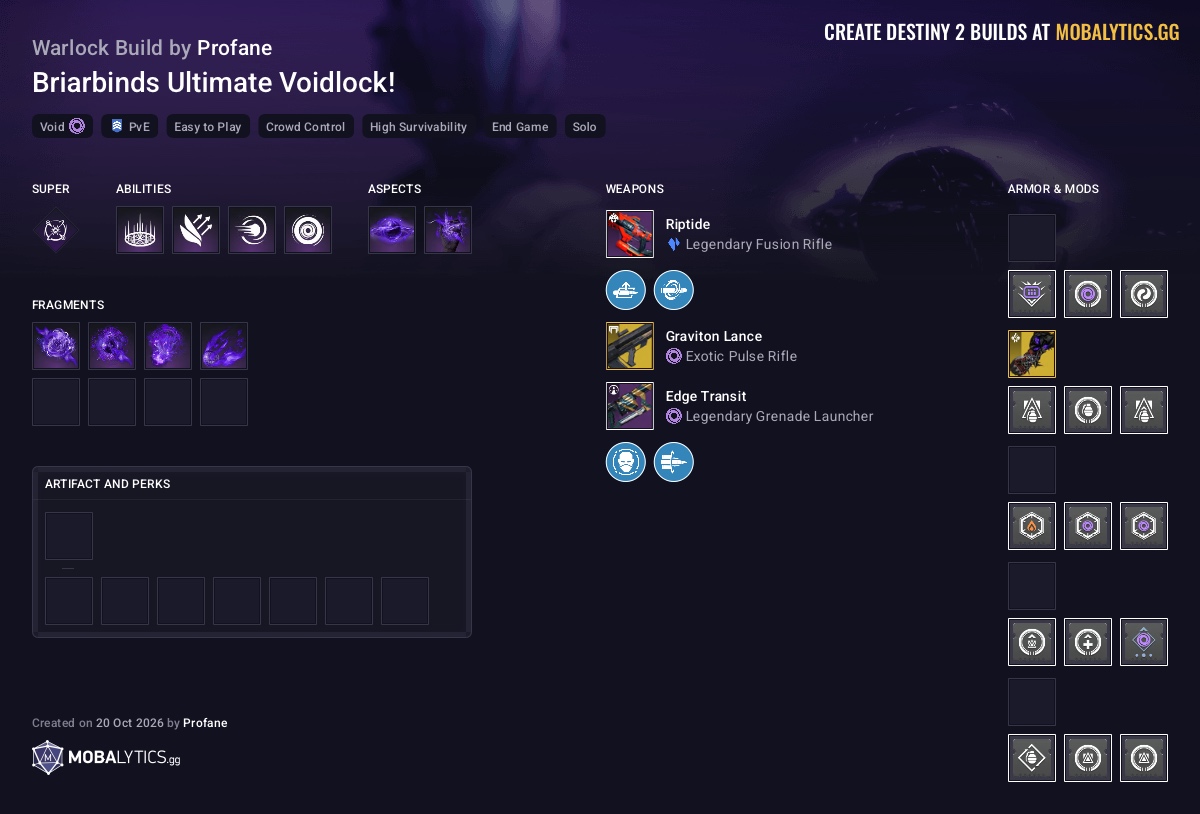Briarbinds Ultimate Voidlock! - Destiny 2 Warlock Build for PvE ...