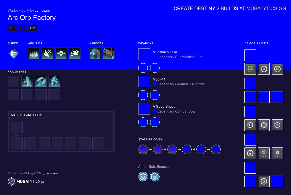 Arc Orb Factory - Destiny 2 Arc Warlock Build by cuhrowns