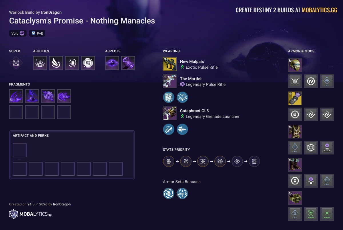 Cataclysm's Promise - Nothing Manacles - Destiny 2 Void Warlock Build ...