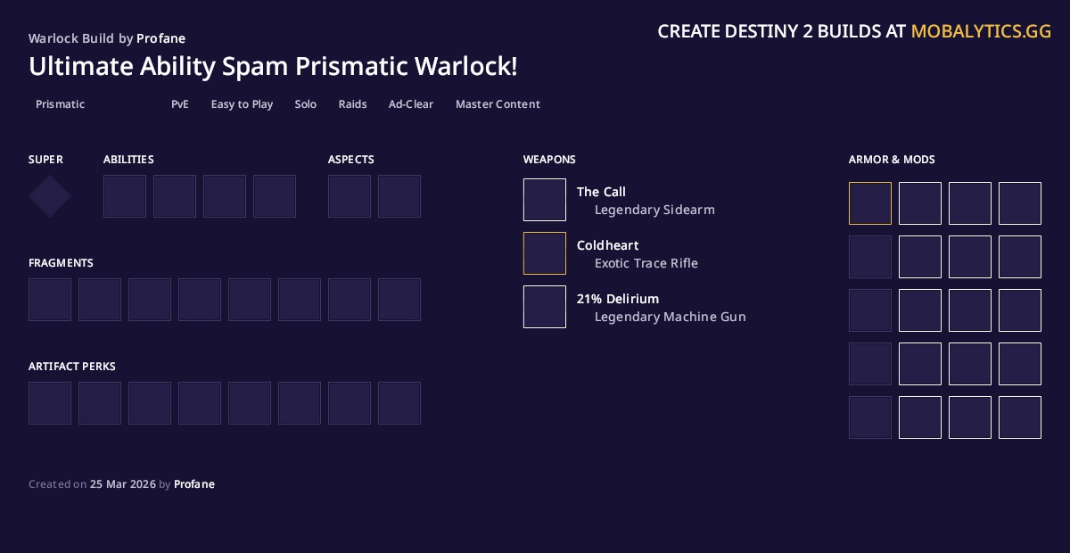 Ultimate Ability Spam Prismatic Warlock! - Destiny 2 Warlock Build for