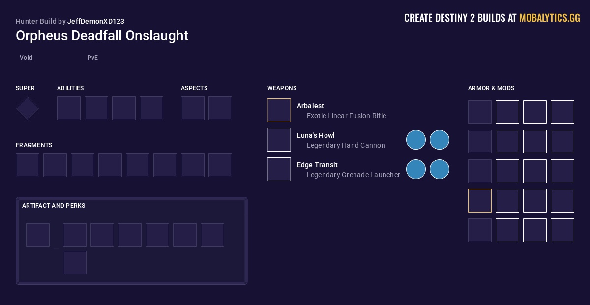 Orpheus Deadfall Onslaught - Destiny 2 Void Hunter Build by JeffDemonXD123