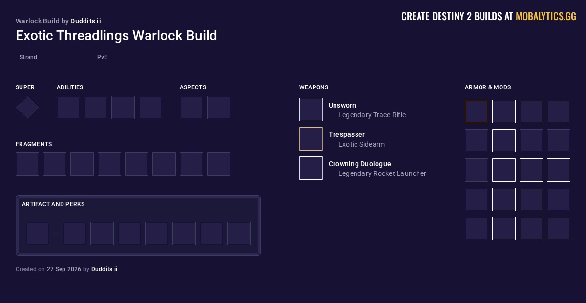 Threadlings Exotic Threadlings Warlock Build - Destiny 2 Strand Warlock Build by ...