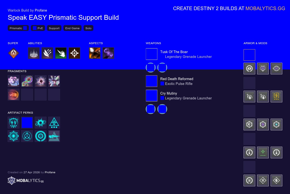 Speak EASY Prismatic Support Build - Destiny 2 Warlock Build for PvE ...
